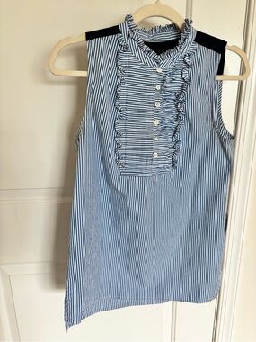 J. Crew Stripe Ruffle Shirt